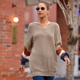 New Sweater Women Autumn And Winter Explosion Chicken Heart V Neck Lantern Sleeve Striped Knitted
