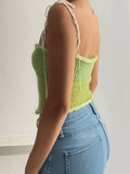 Lace Up Knitted Crop Cami Top-Outfit