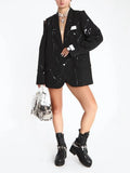 New V-Necked Shoulder Personality Graffiti Deconstruction Blazer Female Trend Design