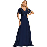 Sales Of Large Swing V-Neck Dress Chiffon Elastic Banquet Festival Annual Bridesmaid Performance Evening Dress