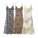 Women's Clothing 2025 Spring New Street Fashion Mesh Animal Print Sling