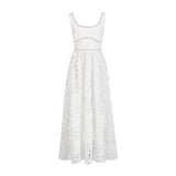 Elegant Style Dress Woman 2025 Summer New Fashion Lace Flower Stitching Design Sling