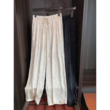 Spring And Autumn Leisure Spring And Summer Radish Harlan 2023 New Wide-Legged Trousers Feel Full Of Solid Color Trousers-Outfit