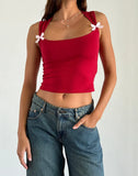 Toloer New Summer Y2K Fashion Bow Slim Short Style Sling Slim Vest