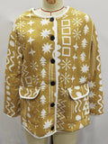 New Autumn And Winter 2024 Women's Wear Medium And Long Printed Cotton Jacket-Outfit
