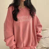 Solid Color Embroidered Logo Pullover Sweatshirt-Outfit