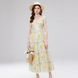 French Small Color Three-Dimensional Flowers In The Summer Of 2025 Hollow Embroidery Sling Skirt Watery Lace