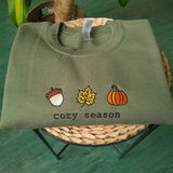 Cozy Season Fall Embroidered Sweatshirt-Outfit
