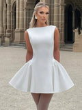 Solid Tank Open Back A-line Mini Dress-Outfit
