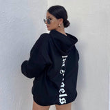 Letter-Print Hooded Hooded Loose Version Of Multi-Color Lazy Trend Trend High Street Tide