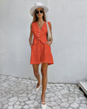 Design Cotton Suit Vest Suit Women's Summer Leisure Sleeveless Vest Shorts