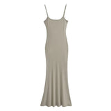 Trendy Women's Dress Hot Girls Sexy Stretch Slim Show Thin Buttocks Halter Skirt Pure Desire Tight Sleeveless Dress-Outfit