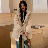 Hooded Waist Down Jacket Female 2024 Winter Sweet And Thick White Duck Velvet Show Thin Small Pie To Overcome The Coat Tide-Outfit