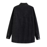 Spring 2024 New Women's Street Fashion Washed Denim Shirt Coat W015 22070-Outfit