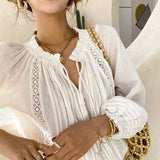 2025 New Design Long-Sleeved Shirt Women's French White Loose Women's Shirt Women's