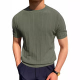 Toloer Summer New Men's Round Collar Solid Color Long-Sleeved Knit Jacket Hollow Out Breathable Cool Short-Sleeved