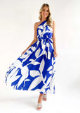 Women's Clothing 2026 Summer Sexy Waist Print Collar Collar Waist Dress Dress