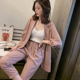 Women Plus Size Spring Summer Pants Suits Office Lady Two-Piece Set Female Casual Blazer Jacket+ Trousers Slim