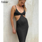 Boho Vacation Knitted Maxi Dresses for Women Summer 2023 Elegant Sexy Party Cut Out Backless Bodycon