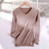 2022 basic v-neck solid autumn winter Sweater Pullover Women Female Knitted sweater slim long sleeve badycon sweater