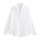 Homemade New Women's Fashion 20 Color Silk-Sense Tidling Shirt