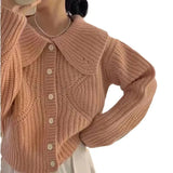 Autumn And Winter New Loose Korean Version Short-Style Cardigan Female Cardigan With Large Lapel And Coarse Knitted Jacket-Outfit