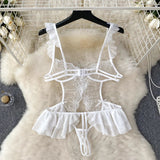 Sheer Lace Design Bodysuit Lingerie-Outfit