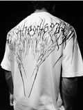 Summer Demon Cross Print Short-Sleeved T-Shirt Stranded Trousers Round Collar Men's Top