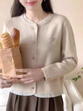 Winter New Style Chic Love Knitting Sweater Female Korean Department Wood Ear Design Fashionable Joker Show Thin Knit Cardigan-Outfit