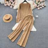 Suit Female French Gentle Wind Loose Jersey Sweater High Waist Thin Trousers
