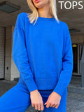Basic 2 Piece Sweater Sets For Women Autumn Knitted Pants Suits With Sweaters 2 Piece Sets Womens Outfits Straight