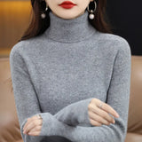 Toloer Autumn Winter New Turtleneck Sweater Set Slim Thin Close-Fitting Knit Bottom With Coat Money-Outfit