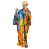 Ups Women Coat Beach Print Floral Long Coats Open Stitch Full Sleeve Loose Casual Elegant Knee Length Outerwear 2024-Outfit