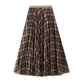 Autumn Curry Lattice Half-Dress Woman Senior Sense A Word High Swing High Waist Thin Crobow Mid-Long Dress