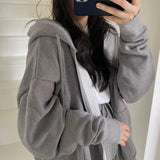 New Retro Do Old Letters Printed Zipper Hoodie Cardigan Women's Trend Lazy Wind Hundred With Sweatshirt Couples Casual