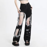 Black Hole Denim Pants Y2k High Waist Streetwear Loose Chic Straight Pants Korean Hip Hop All-match Wide Leg Jeans New-Outfit