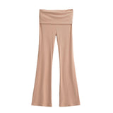 Trendy Women's Wear In Spring, The New Double-Layer Waist-Turning Sports Leisure Pants, Spicy Girls' Stretch Slimming Micro-Horn Trousers-Outfit