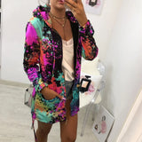 Print Jackets Spring Colourful Tie Dyeing Hooded Women Sweatshirt Casual Pocket Zipper Loose Plus size Female