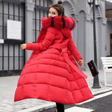 2023 Winter New Cotton Clothes Female Long Style Over The Knee Slim And Thick Padded Clothes Big Wool Collar Down Cotton-Padded Jacket Warm Coat-Outfit