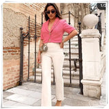 Solid Short Sleeve Tweed Jacket Coat With Pockets Spring Fashion Chic Crop Tops 2022 Women Uniform Outfit Ropa