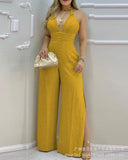 New 2023 Beige Lace Lace Split Jumpsuit-Outfit
