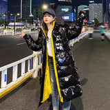 Women Winter X-length Puffer Hood Bomber Basic Jacket Long Female Coat Loose Parka Plus Size Korean Hat S Outerwear Snow