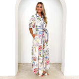 Women's Explosive Cotton Flowers Printed With Short-Sleeved Dress
