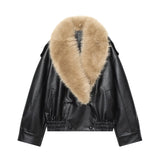 Homemade New Women's Fashionable And Open-Necked Leather Jacket