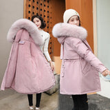 Send To Overcome The New 2024 Long Temperament Cotton-Padded Jacket Small Winter Velvet And Thick Large Cotton-Padded Clothes Tide-Outfit