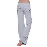 Elastic Waist Button Pocket Yoga