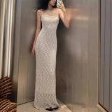 Styled Dress Woman Elegant Translucent Lace Sling Dress
