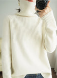 Autumn And Winter Lazy Wind Thickened High-Necked Sweaters Women's Long-Sleeved Solid Color Pile Collar Knitted Bottomed Sweaters-Outfit