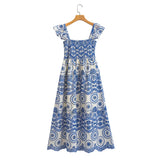 Multi-Color Embroidered Flying Sleeve Dress