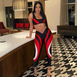 Women's Autumn And Winter Crash Striped Print Sports Tight Feet Tight Waist Leisure